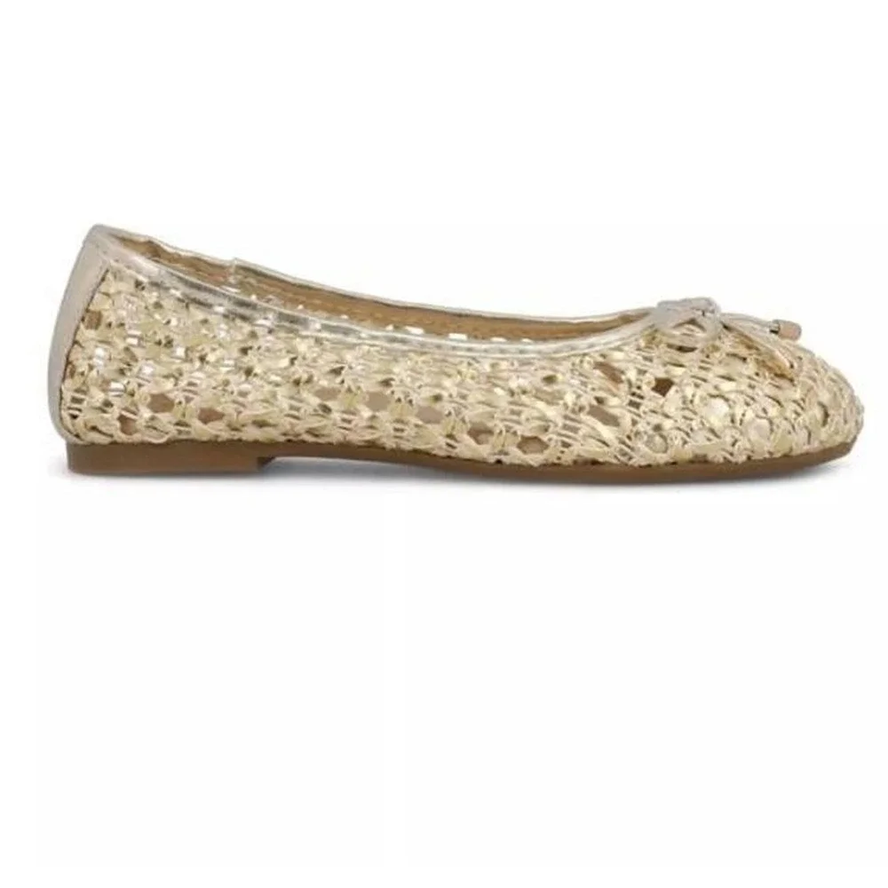 MIA Kids Girl's Myrha Gold Woven Flats- New In Box- Size 2